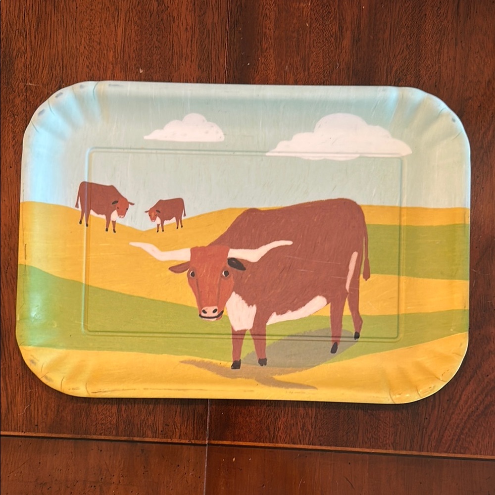 Anne Bentley for 180 degrees melamine Longhorn Cattle Serving Tray